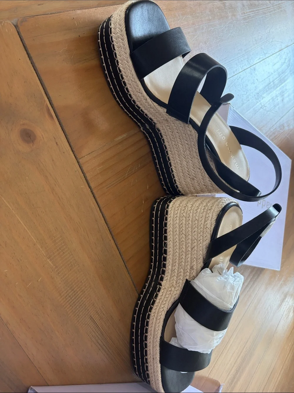 Madden Girl Black Raffia Espadrille Platform Sandals